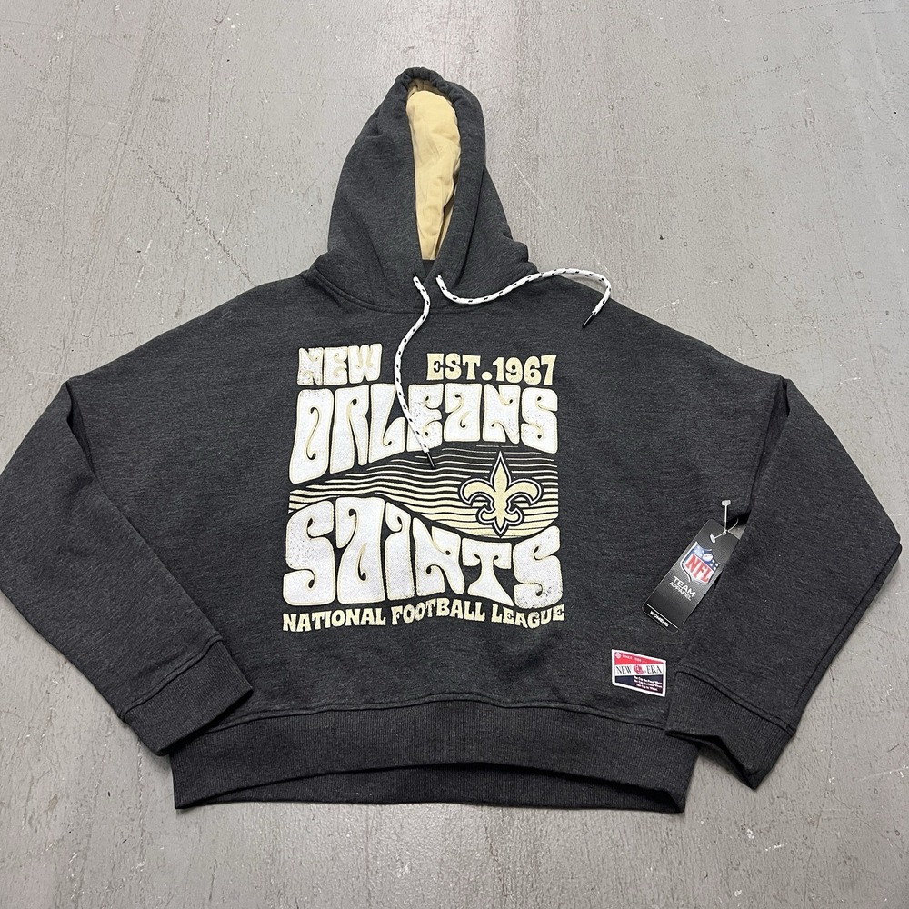 New Era NFL New Orleans Saints Graphic Fleece Pullover Hoodie Charcoal S Women's